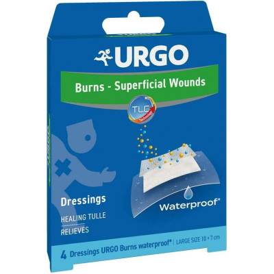 Urgo Burns Voděodolné náplasti na popáleniny 10 x 7 cm 4 ks