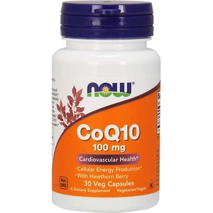 NOW NOW CoQ10 (коензим Q10) + Глог, 100 мг, 30 растителни капсули