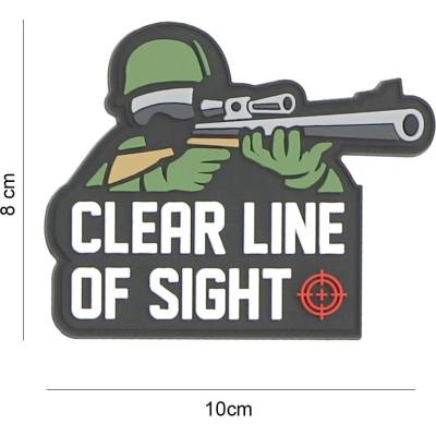 Gumová nášivka 101 Inc nápis Clear line of sight - sivá