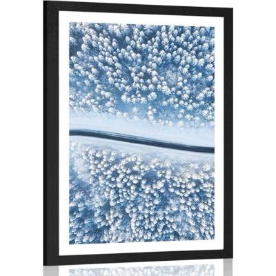 Plakát s paspartou pohled na zimní krajinu - 40x60 silver
