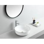 Inter Ceramic ПОРЦЕЛАНОВ УМИВАЛНИК ICB 875 SILVER EDGE ВЪРХУ ПЛОТ 41.5x13.5см СРЕБЪРЕН КАНТ (ICB875 SILVER EDGE)