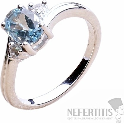 Nefertitis Prsten stříbrný s Blue Sky topazem a zirkony 026295 BT