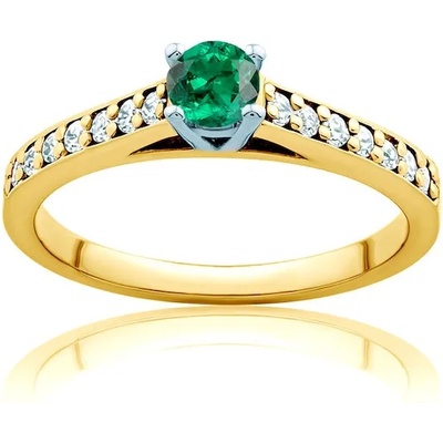 SAVICKI Пръстен Secret Garden: двуцветно злато, смарагд