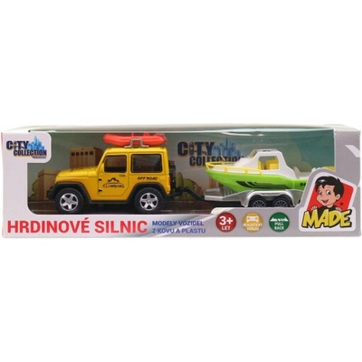 Made Terénne auto s prívesom a loďou, 21 cm