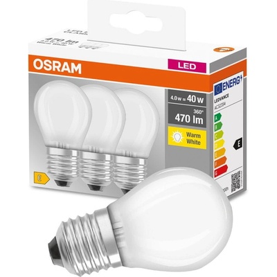 Osram 3x LED žiarovka E27 P45 4W = 40W 470lm 2700K Teplá biela 300°