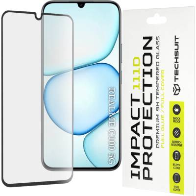 Techsuit Стъклен протектор за Realme C100 5G - 111D Full Cover - Techsuit - Черен