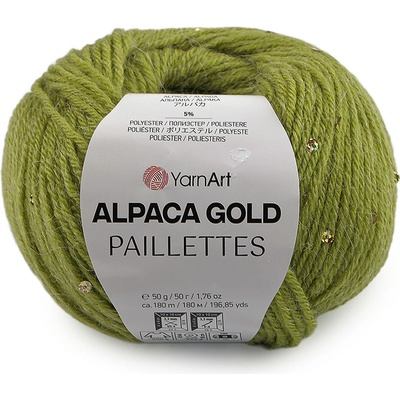Pletací příze Alpaca Gold s flitry 50 g - 10 (9310) zelená sv.