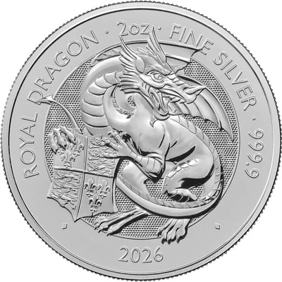 Royal Mint Strieborná minca Royal Dragon Tudor Beasts 2026 2 Oz