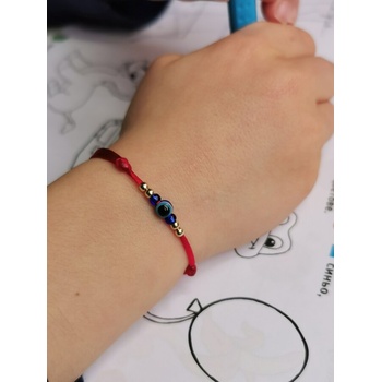 Image 1 of Червен конец със синьо око и злато за Бебе (БЗГ7)