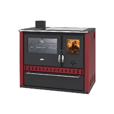 Sporák na tuhá paliva s teplovodním výměníkem PRITY GT W10 FI G DR, nerezová trouba, burgundy, levá (Sporák na tuhá paliva s teplovodním výměníkem PRITY GT W10 FI G DR, nerezová trouba, burgundy, levá