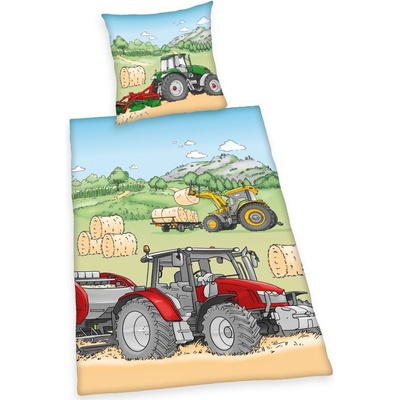 Herding bavlna obliečky Traktor 135x200 80x80