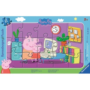 Ravensburger Детски пъзел Ravensburger от 15 части - Прасенцето Пепа на компютър (6123) - ozone