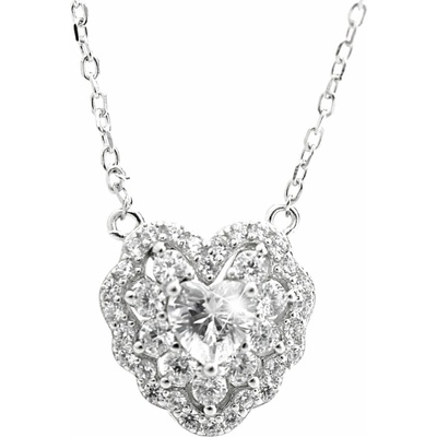 JSB Bijoux Velké zdobené srdce z Kubických zirkonů Crystal 92300593cr (Ag925/1000, 2,88 g)