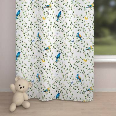 Biante Dětský bavlněný závěs Sandra SA-501 Modří ptáčci a větvičky na bílém 150x150 cm
