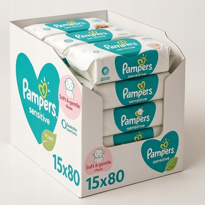 Pampers Sensitive dětské čisticí ubrousky 15 x 80 ks – Sleviste.cz