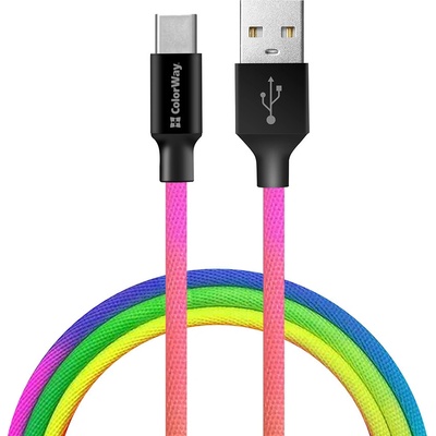 ColorWay CW-CBUC018-MC USB Type-C (multicolor) 2.4A, 1m