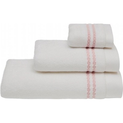 Soft Cotton Malý ručník CHAINE 30 x 50 cm - Bílá / růžová výšivka