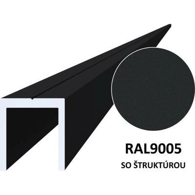 Hliníkový U profil 20,5 x 22 x 6000 mm, štruktúra RAL 9005
