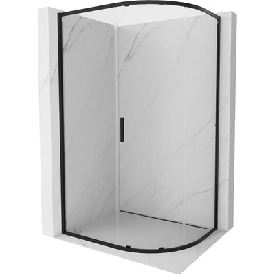 MEXEN/S - Exo čtvrtkruhový asymetrický posuvný sprchový kout 120 x 90 cm, transparent, černá 8131-120-090-70-00