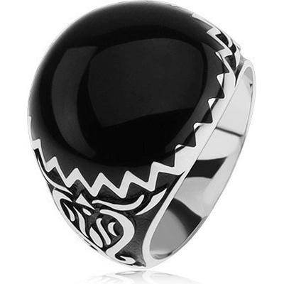 Šperky eshop prsten ze stříbra 925 černé zdobení cik cak vzor a ornamenty SP39.16