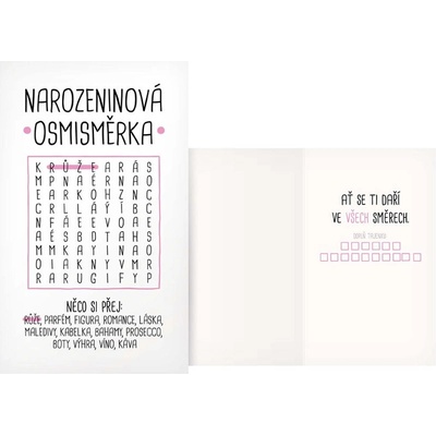 Přání - Narozeninová osmisměrka pro ženu