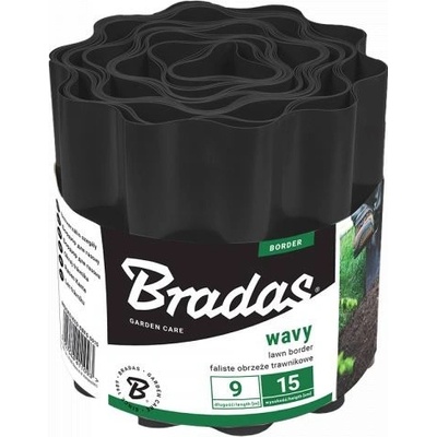BRADAS Okraj trávníku WAVY BLACK 10 cm x 9 m