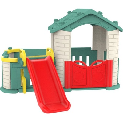 RKToys Dětský zahradní domeček se skluzavkou 3v1 Zelený