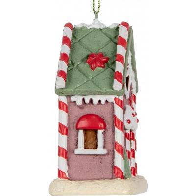 Růžová závěsná dekorace perníková chaloupka Candy - 6*4*8 cm - Clayre & Eef