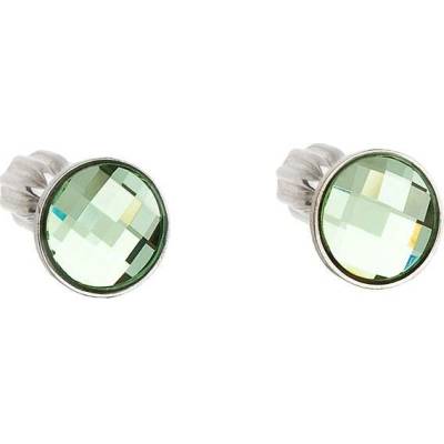 Pavona Stříbrné náušnice pecka s krystaly Swarovski zelené kulaté 31137.3