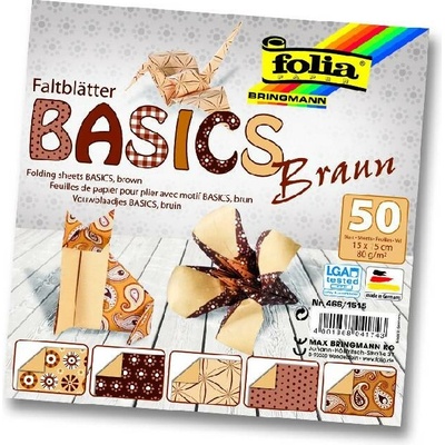Folia Bringmann Origami papír Basics 80g/m2 50 listů 15x15 cm Hnědá