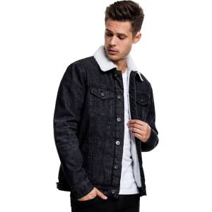 Urban classics Мъжко яке URBAN CLASSICS - шерпа Дънков плат - TB1796_black измит