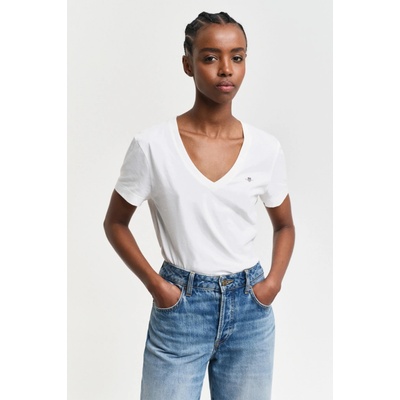 Gant REG SHIELD SS V-NECK T-SHIRT WHITE