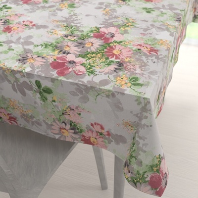 Biante bavlna obdĺžnikový obrus Sandra SA-704 Maľované ružovo-červené kvety na sivom 60x100 cm
