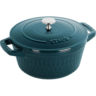 Staub Liatinový hrniec s pokrievkou Cocotte Twist 24 cm, 4,0 l, morská modrá
