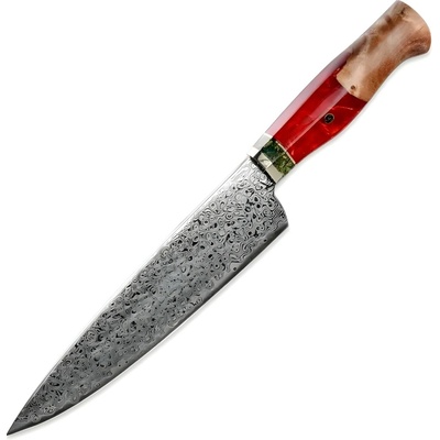 HARAHU Damaškový kuchynský nôž SA-20109 - Chef/Červená 19,5 cm