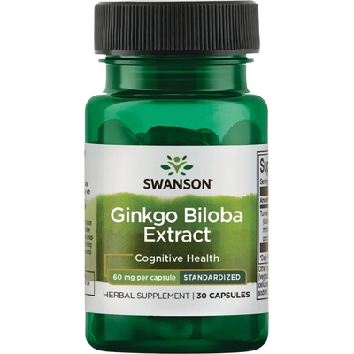 Swanson Ginkgo Biloba Extract, 60 mg, 30 rostlinných kapslí