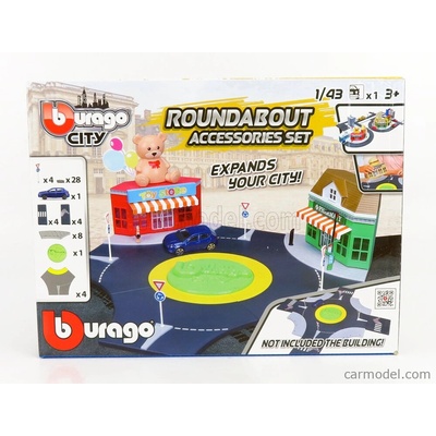 Bburago Accessories Diorama Set Build City Roundabout With Seat Ibiza 2008 Blue 1:43