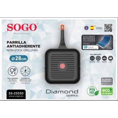 SOGO Pánev gril 28 cm indikátor teploty SS-23330