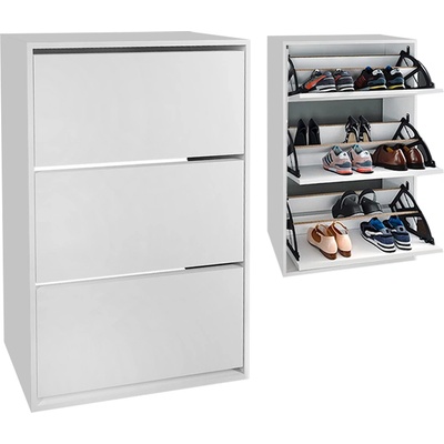 TopMebel Шкаф за обувки Nave TopMebel от меламин за 18 чифта в бял цвят 73, 6x24x110cm
