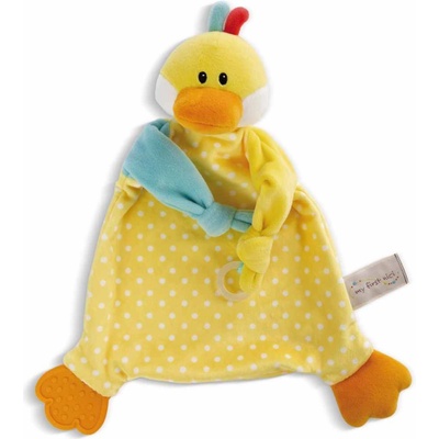 NICI Мека кърпичка за гушкане с чесалка NICI - Пате, 25 х 25 cm (48890)