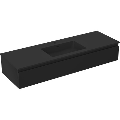 Mexen Orio шкаф за баня 140 см с мивка Otis, 1 чекмедже, черен мат - 91A10-14023-1-BF71-W18M71 (91A10-14023-1-BF71-W18M71)