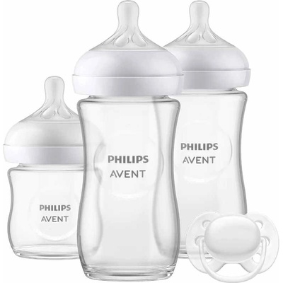 Philips Комплект от 3 броя стъклени шишета Philips Avent - Natural Response 3.0, със залъгалка (SCD878/11)