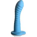 Simply Sweet Ribbed Silicone Dildo 7" Blue