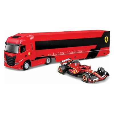 Bburago Bburago 1:43 Ferrari F1 + Nákladné auto - Iveco s prívesom + 1 Ferrari 1:43 SF-24 Charles Leclerck