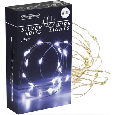 KOOPMAN Svetelná reťaz 40 mikro LED biela studená dĺžka 195 cm