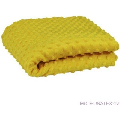 Látka minky puntík, 380 g/m², šíře 160 cm, metráž, horčicová