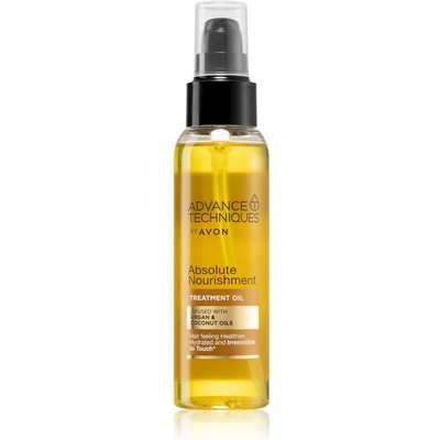 Avon Advance Techniques Absolute Nourishment подхранващо масло за коса с арганово масло с кокосово масло 100ml