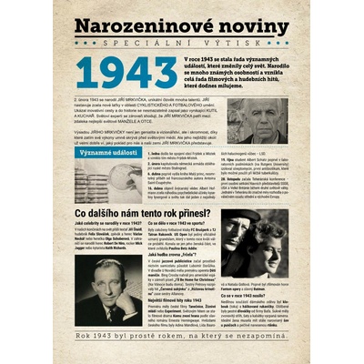 Narozeninové noviny 1943 s vlastním textem a fotografií S textem