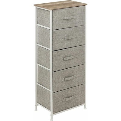 5five Simply Smart Regál s 5 textilními zásuvkami TISS, 45 x 30 x 114 cm šedá