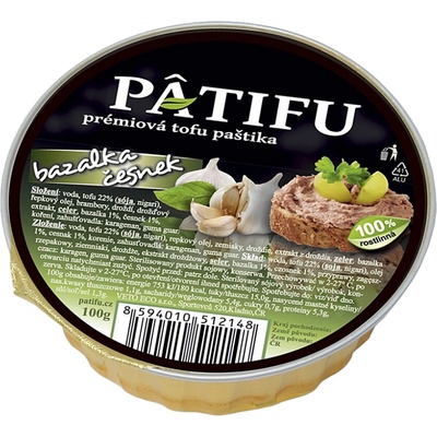 PATIFU Prémiová tofu paštéta bazalka a cesnak 100 g